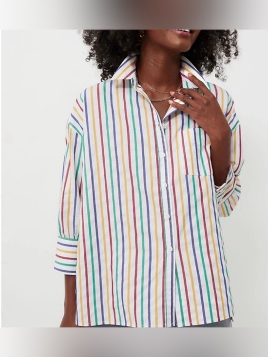 Pomander Place Tops - Pomander Place Tuckernuck Adair Rainbow Stripe Boyfriend Button-Up Shirt Medium